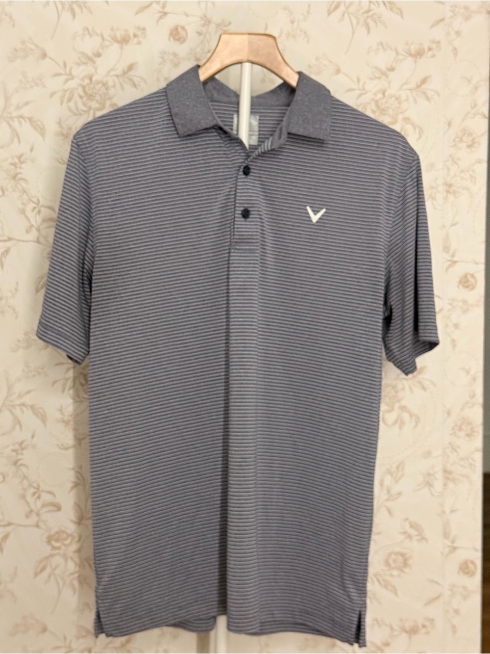 Callaway Men's Gray Striped Short-Sleeve Polo